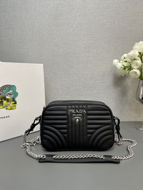 Prada Embroidered Leather Camera Bag 1BH083