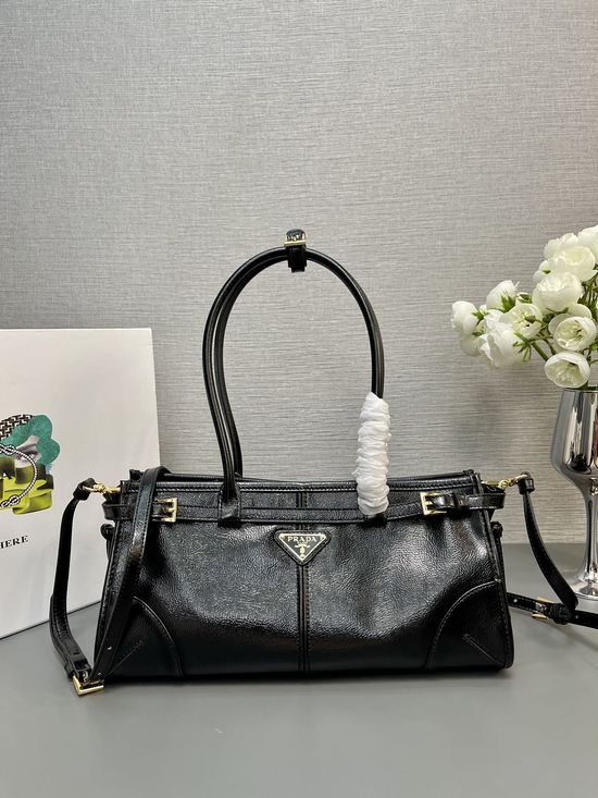 Prada LusSolf Wrinkled Patent Leather Handbag 1BA426