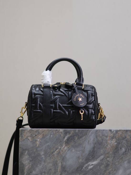 Christian Dior Groove Embossed Black Leather Handbag 1365