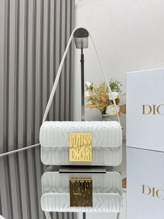 Christian Dior Miss Christian Dior Quilted White Leather Bag 2610