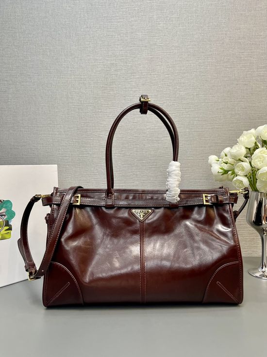 Prada LusSolf Leather Shoulder Tote Bag 1BA433