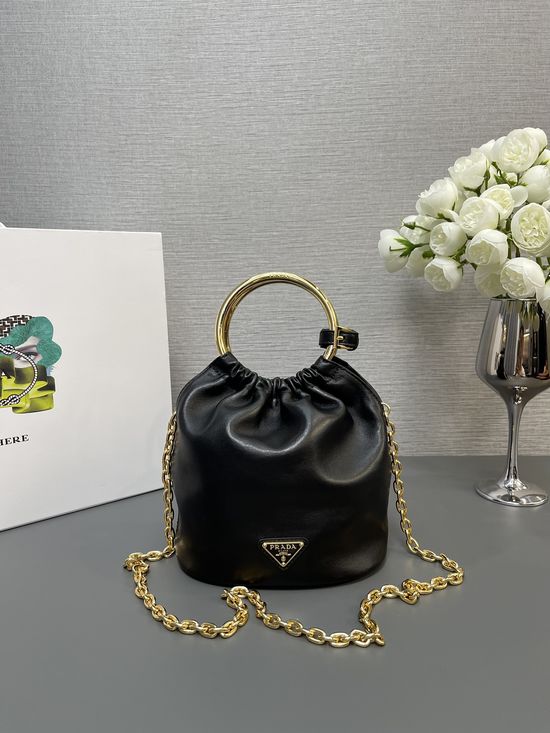 Prada Nappa Leather Mini Bucket Bag Chain Strap 1BC227