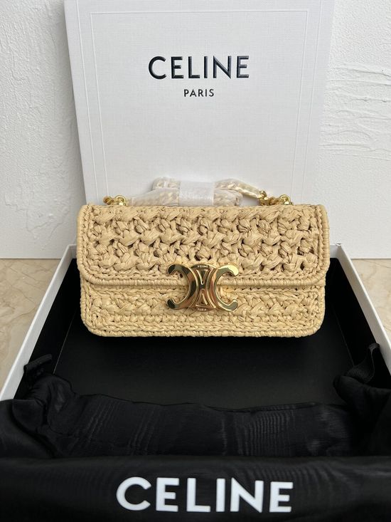 Celine Triomphe Woven Chain Shoulder Bag with Steel Lock 112252