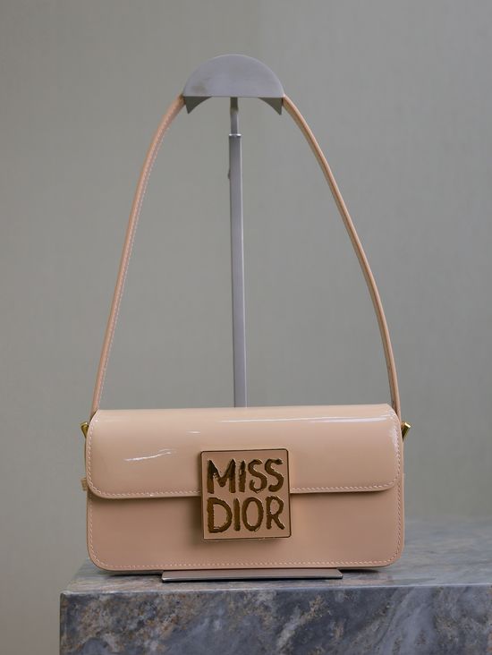 Christian Dior Miss Christian Dior Apricot Patent Leather Flap Bag 2610