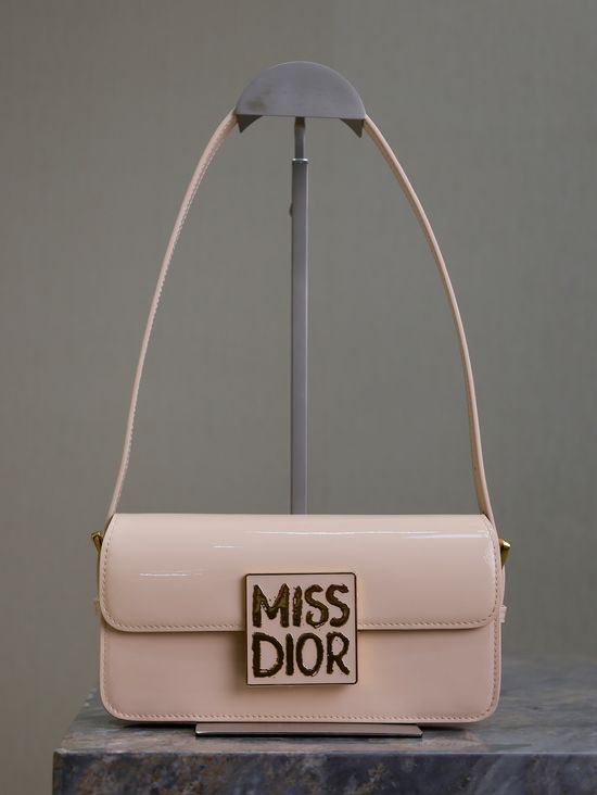 Christian Dior Miss Christian Dior Beige Patent Leather Flap Bag 2610