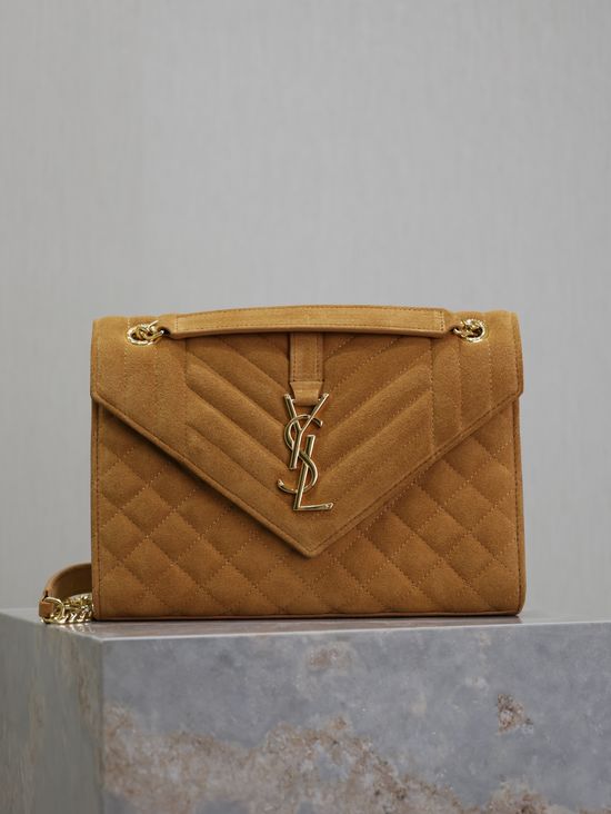 Yves Saint Laurent Envelope Medium Quilted Matte Leather Bag 487206
