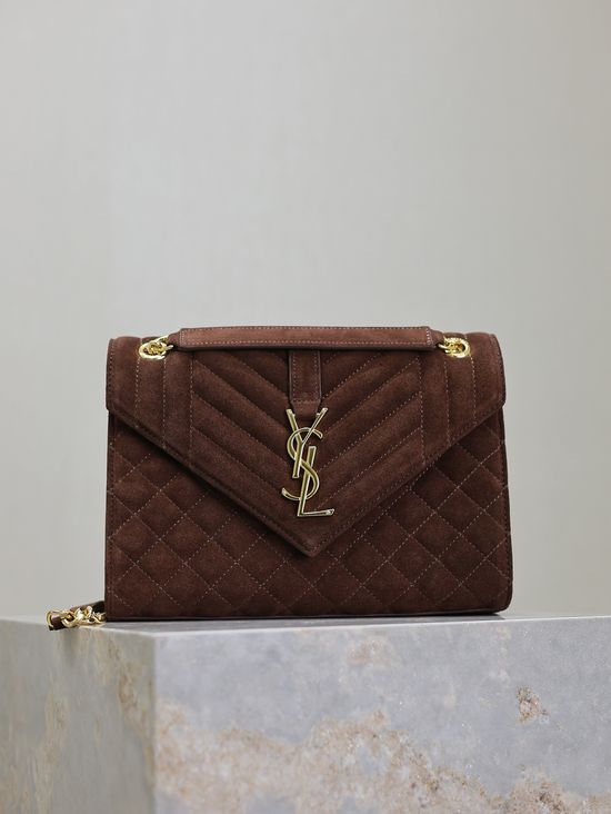 Yves Saint Laurent Envelope Medium Quilted Matte Leather Bag 487206