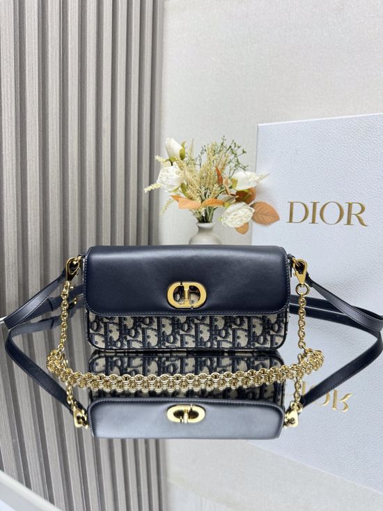 Christian Dior 30Montaigne Avenue East-Wesr Blue Oblique Chain Bag 9209