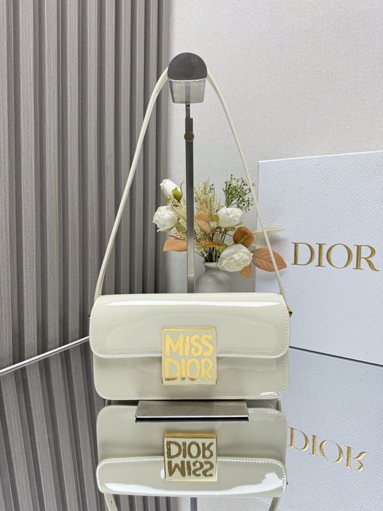 Christian Dior Miss Christian Dior White Patent Leather Handbag 2610