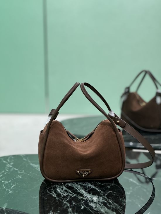 Prada Lindy Handbag Suede Leather With Hardware 1BA451