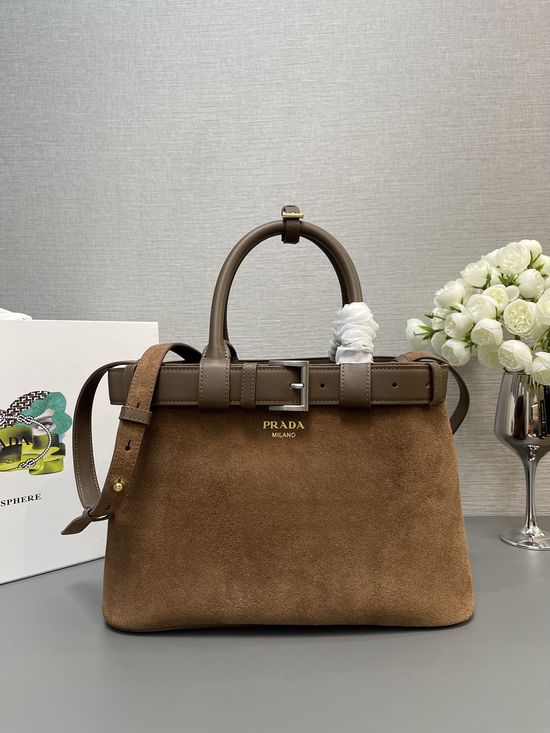 Prada DoubleBag Small Shopping Bag in Suede 1BA434