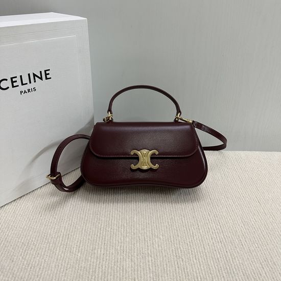 Celine TEEN LOLA Logo Printed Burgundy Handbag 119533