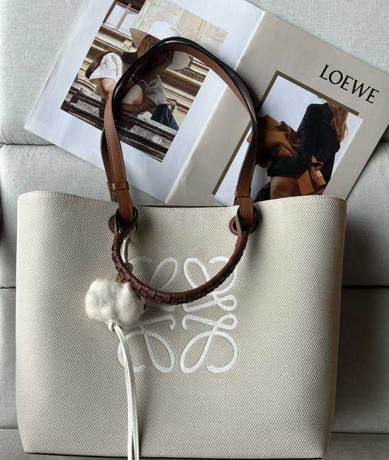 Loewe Anagram Tote Embroidered Canvas Handbag 3085
