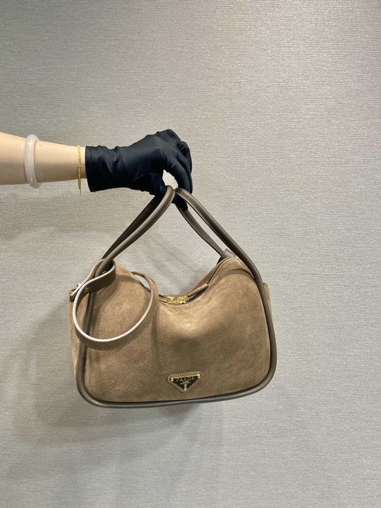 Prada Suede Leather Top Handle Handbag 1BA451
