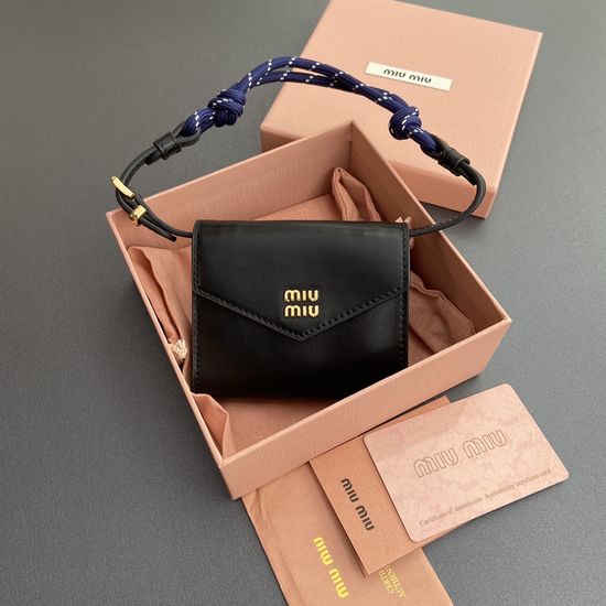 Miu Miu Rope Strap Black Leather Wallet 5MT024_024_MM032