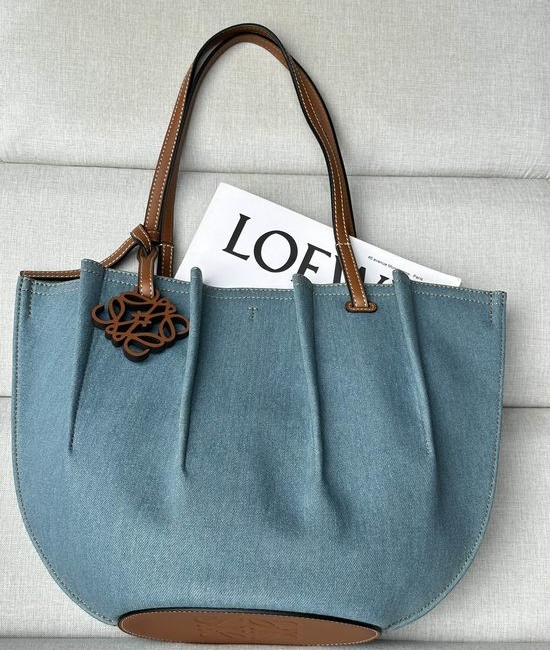 Loewe Shell Tote Denim Leather Handbag 4202