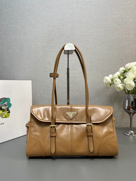 Prada Oil Wax Leather Satchel Classic Magnetic Closure 1BD376