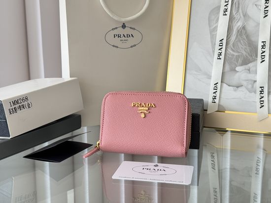 Prada Saffiano Leather Zipper Card Holder 1MM268