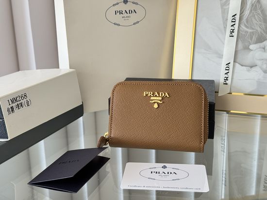 Prada Saffiano Leather Card Holder Zipper Wallet 1MM268