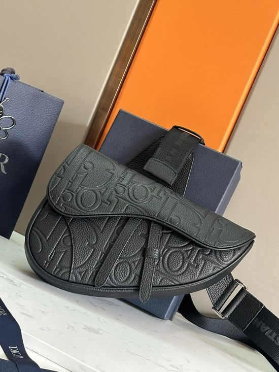Christian Dior Saddle Bag Embossed Leather 93305
