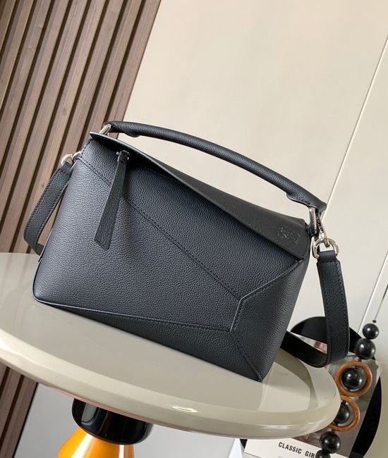 Loewe Puzzle Geometric Handbag Black Leather 5491