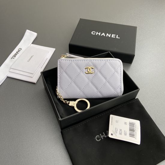 Chanel Quilted Zip Card Holder with Chain 0221