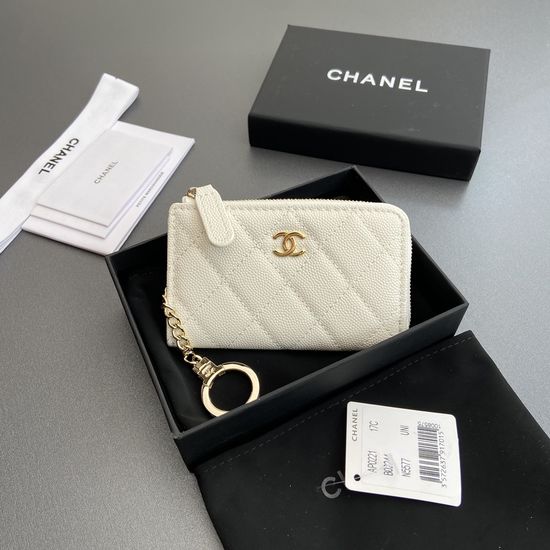 Chanel Quilted Zip Card Holder with Chain 0221