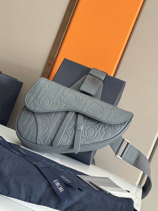 Christian Dior Saddle Bag Embossed Leather 93305
