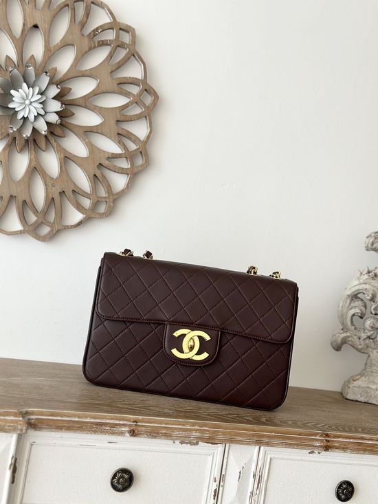 Chanel Classic Flap Large Gold Logo Bag A2222