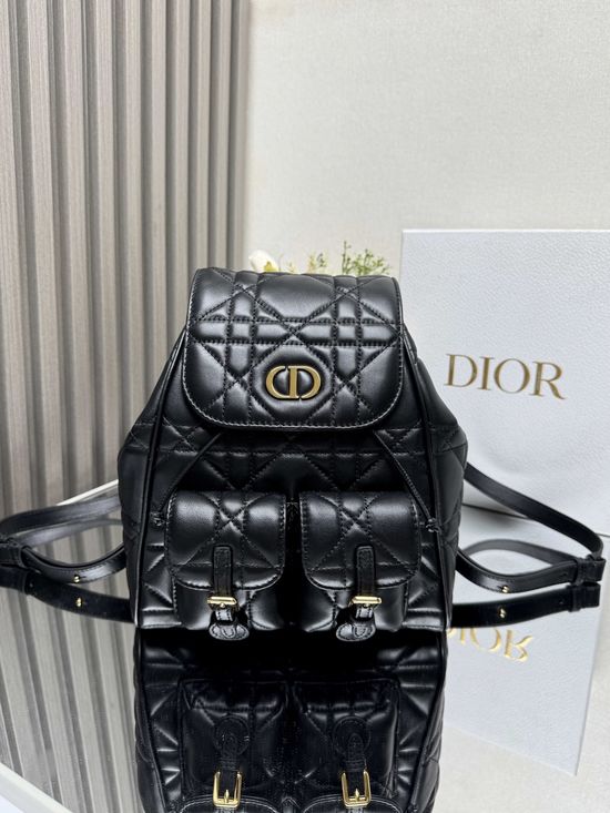 Christian Dior Caro Black Lambskin Backpack 6301