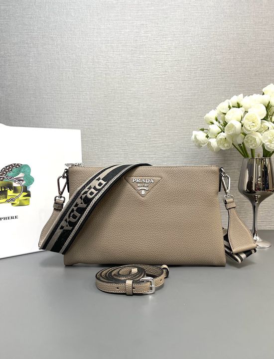 Prada Adjustable Strap Suede Pattern Leather Shoulder Bag 1BH050