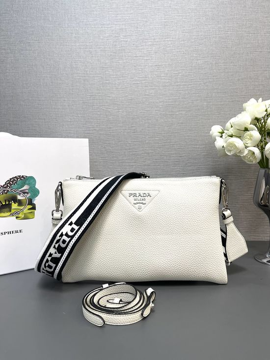 Prada Adjustable Strap Suede Pattern Leather Shoulder Bag 1BH050