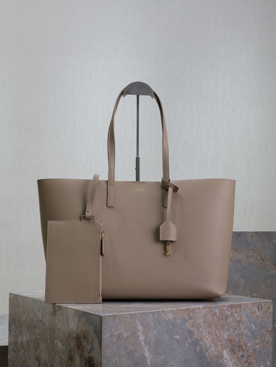 Yves Saint Laurent Apricot Leather Shopping Tote Bag 394195