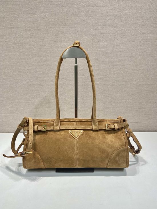 Prada LusSolf Suede Cinnamon Tote Bag 1BA426