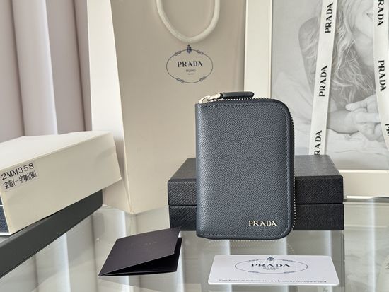 Prada Saffiano Leather Zip Card Holder 2MM358