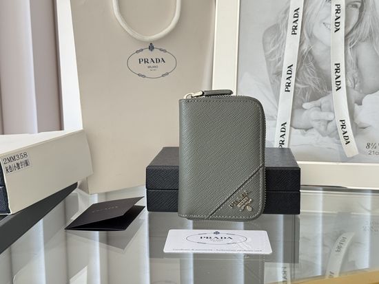 Prada Saffiano Leather Zip Card Holder 2MM358