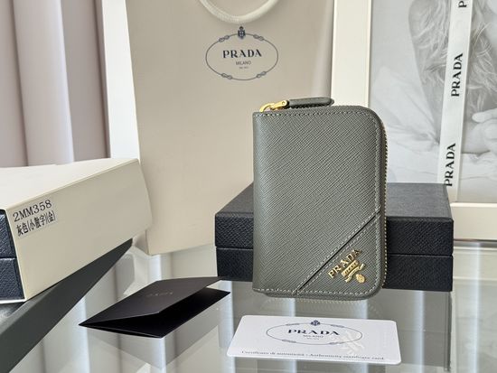 Prada Saffiano Leather Zip Card Holder 2MM358
