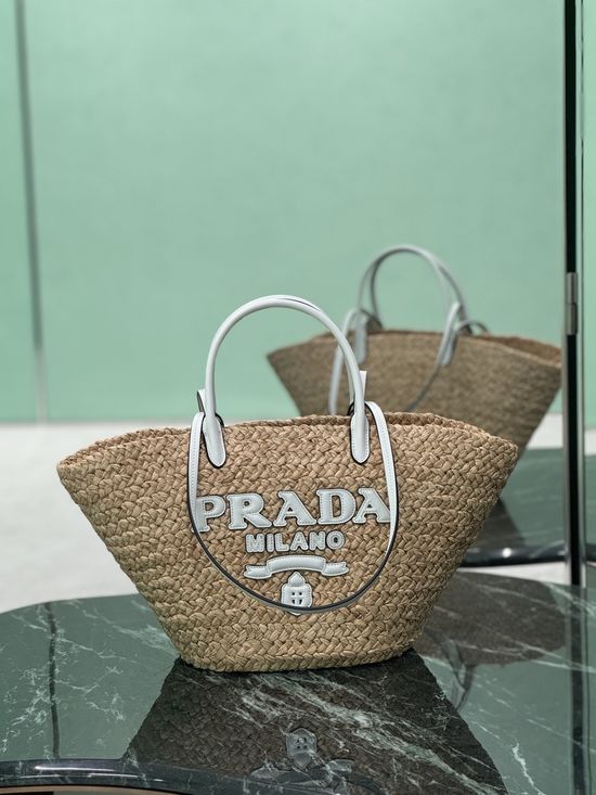 Prada Raffia Basket Tote Bag 1BG470
