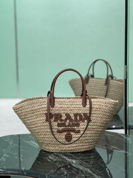 Prada Raffia Basket Tote Bag 1BG470