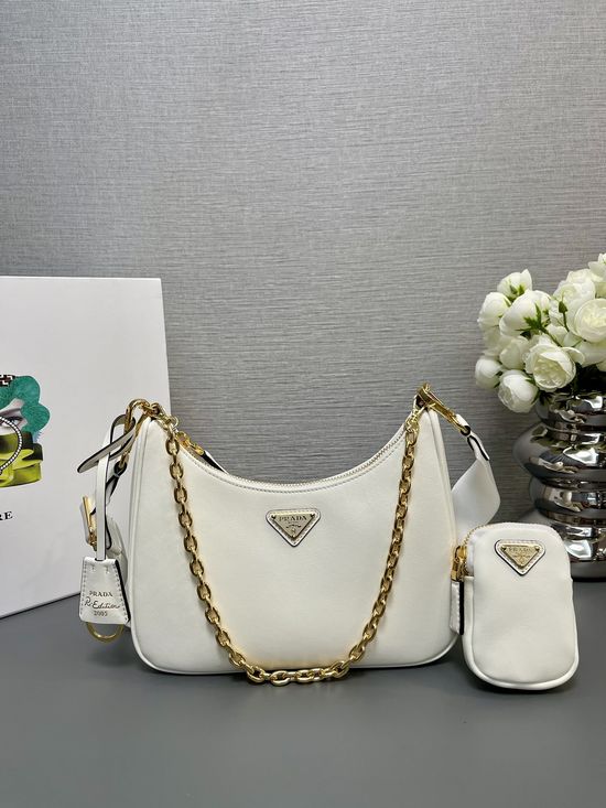Prada Hobo Convertible Leather Bag 1BH204