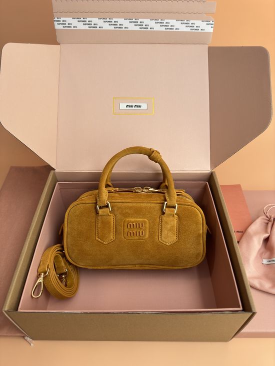 Miu Miu Arcadie Suede Bowling Handbag 5BB142