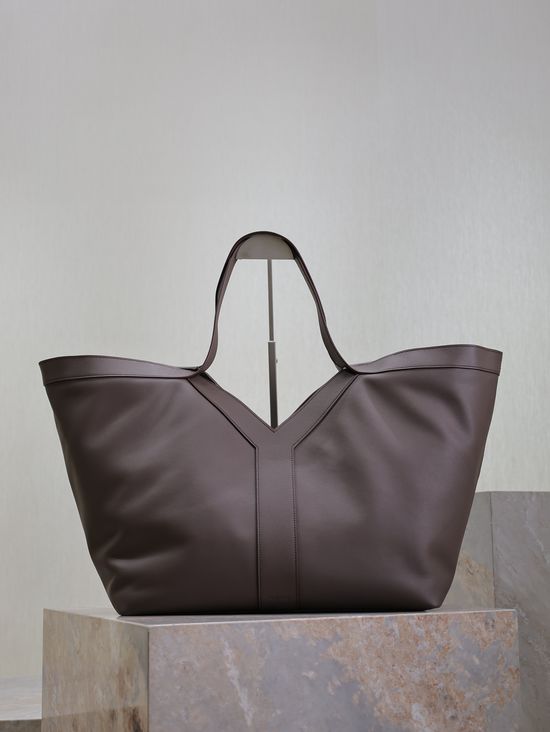 Yves Saint Laurent Shopping Bag Artistic Y-Embossed Coffee Leather 817602