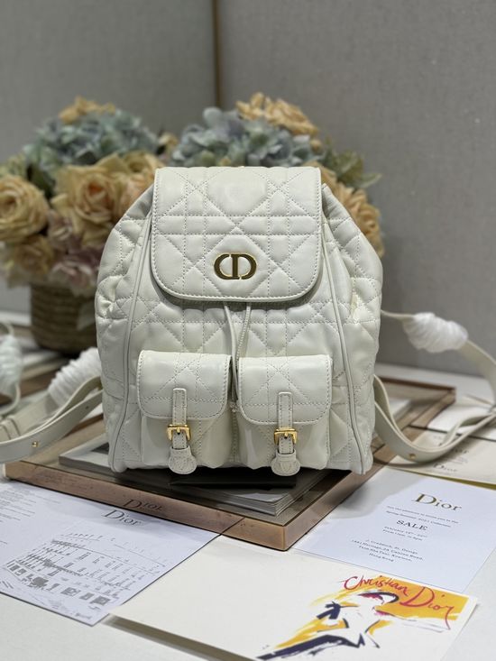 Christian Dior Caro White Medium Backpack 6301