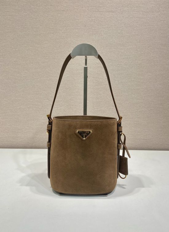 Prada Suede Bucket Bag Adjustable Strap 1BE078A