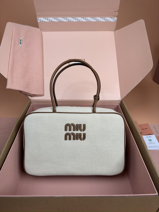 Miu Miu Beau Canvas Tote Shoulder Bag 5BB117