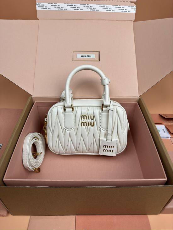 Miu Miu Arcadie Matelasse Lambskin Bowling Bag 5BB123