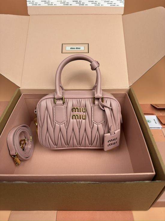 Miu Miu Arcadie Matelasse Light Pink Lambskin Bag _5BB123