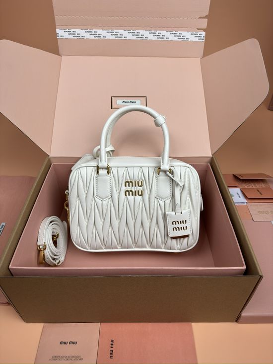 Miu Miu Arcadie Matelasse Lambskin Bowling Bag 5BB124