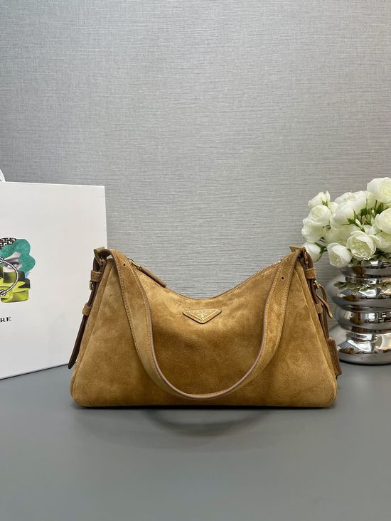 Prada Aimee Hobo Shoulder Bag with Metal Logo 1BC229