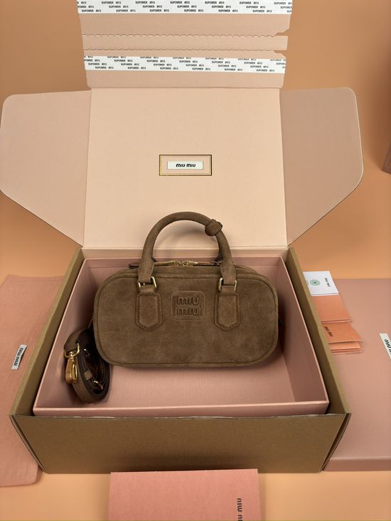 Miu Miu Arcadie Suede Leather Bowling Bag 5BB142